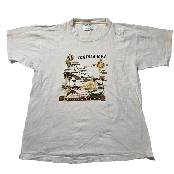Other - Vintage Totola Bay Shirt Mens Large‎ White British Virgin Island Destination 90s